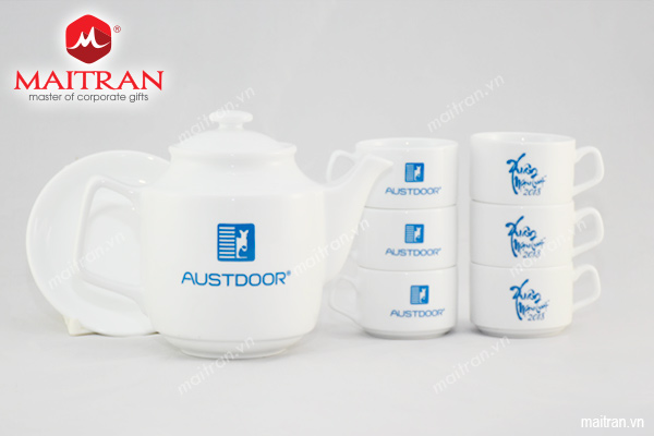 Bộ trà Minh Long in logo Công ty Austdoor