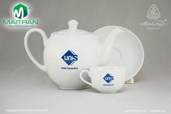 Bộ trà Minh Long in logo Unis Ceramics