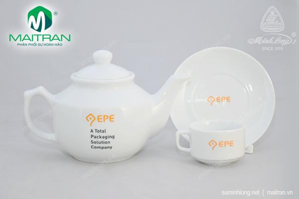 Bộ trà Minh Long in logo Công ty EPE