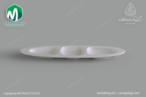 Dĩa oval 3 ngăn gốm sứ Minh Long Gourmet 28cm