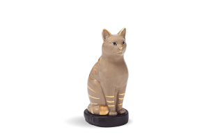 Mèo Đại Cát 17.4 cm Nâu Nhạt Trang trí vàng