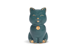 Mèo Vạn Phúc 9.5 cm Xanh đen Trang trí vàng