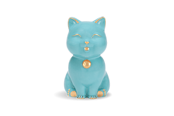 Mèo Vạn Phúc 9.5 cm Xanh Ngọc Trang trí vàng